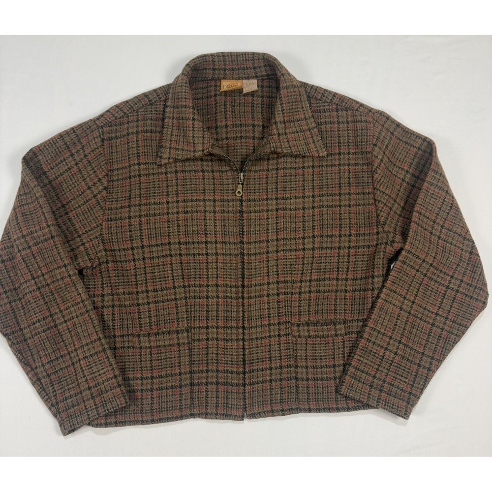 Vintage Fargo Clothing Supply Wool Blend Women's Plaid Zip Up jacket- Size XL